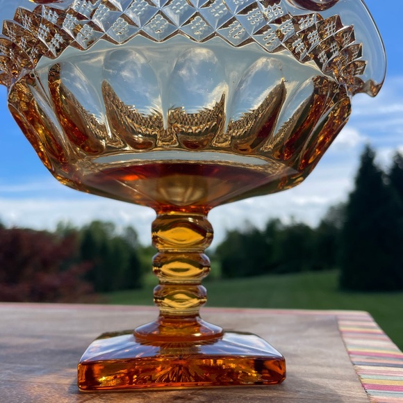 Vintage amber glass compotier, pedestal dish, compote, fruit bowl - Picture 8 of 12